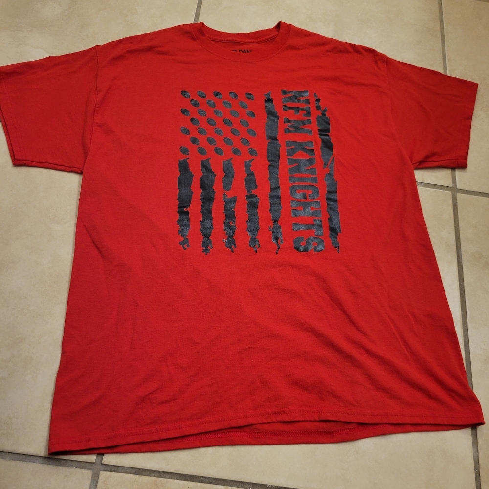 North Fort Myers Knights Red and Black Short Sleeve Tee Flag Design High School